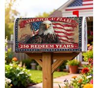 Eagle - Coperture magnetiche per cassette postali, motivo patriottico rustico, bandiera americana, stelle, giorno dell'indipendenza, decorazione rossa, per esterni, 45 x 53 cm
