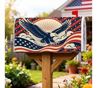 Eagle Coperture magnetiche per cassette postali, motivo patriottico vintage, stelle e strisce per il giorno dell'indipendenza, copertura stagionale per cassetta postale per esterni, decorazione da