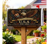 Eagle - Coperture magnetiche per cassette postali, stile patriottico vintage, motivo floreale, per il giorno dell'indipendenza, per esterni, 53 x 64 cm