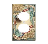 Eagle Duplex Outlet Covers Placca da parete, Patriottica Vintage Statua della Libertà Nastro Anniversario Plastica Rossa Dimensioni Standard Doppia Presa di Alimentazione Piastra di Copertura per