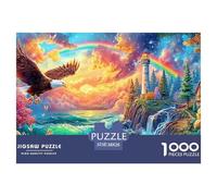 Eagle Flies by A Lighthouse with A Rainbow And Sea Puzzle Da 1000 Pezzi Eagle Perfetto Per Uomini, Donne, Anziani E over 65 38x26cm/1000pcs