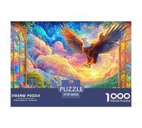 Eagle Flies through Stained-glass Window to Landscape Puzzle Da 1000 Pezzi Eagle Divertimento Di Ingegno Per Adulti E Bambini 38x26cm/1000pcs