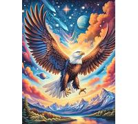 Eagle Flying Over A Cosmic Sky Puzzle 500 Pezzi Per Decorazione Murale Science Fiction Magical Dream Cartone Rigido Per Adulti Da Incorniciare Incastro Perfetto Per Soggiorno Con Poster Incluso 500 P