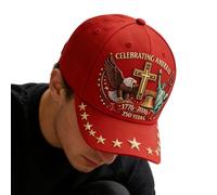 Eagle Hat - Adjustable Strap Printing Headgear | 250th Keepsake Patriotic Baseball Caps For Men Women Youth Work Golf Photo Prop Celebration and Others, Rosso