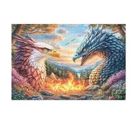 Eagle Head And Dragon Head with Flames Puzzle 1000 Pezzi Attività Creativa Indoor Per Adulti E Ragazzi in Vacanza Gioco Educativo Rilassamento Pressione Ridotta A Casa 1000 PCS