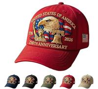 Eagle & Liberty - Cappello degli Stati Uniti per il 250° anniversario, stile retrò, cappello regolabile con immagine aquila, adatto sia per uomini che per donne da indossare (rosso)