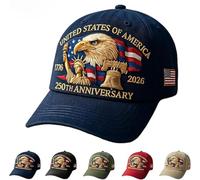 Eagle & Liberty - Cappello degli Stati Uniti per il 250° anniversario, stile retrò, cappello regolabile con immagine aquila, adatto sia per uomini che per donne da indossare (blu)