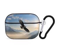 Eagle Mountains - Custodia protettiva per AirPods Pro 2, antiurto, rigida, per donne e uomini, compatibile con custodia Airpod Pro di 2a/1a generazione, con portachiavi, nero