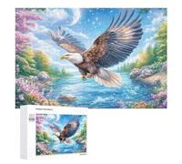 Eagle Over Lake with Colorful Blooms Puzzle 1000 Pezzi Per Coppie Serata A Casa Sfida Intellettuale Regalo Per San Valentino 1000 PCS