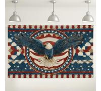 Eagle Patriotic Wall Backdrop, sfondo decorativo vintage bandiera americana, rosso blu interno/esterno, banner fotografico per celebrazioni del giorno dell'indipendenza, 180 x 109 cm