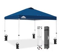 EAGLE PEAK Baldacchino pieghevole con borsa per il trasporto con ruote, 8 perni, 4 corde, 4 borse per camion - facile da installare, 10 x 10 piedi, 100 piedi quadrati di ombra, blu scuro