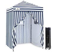 EAGLE PEAK Flex - Tettoia pop-up ultra compatta, 1,5 x 1,5 m, riparo dal sole, spogliatoio, baldacchino portatile per piscina, servizi fotografici alla moda o campeggio, bianco/blu