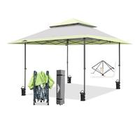 EAGLE PEAK Tenda a baldacchino da 3,9 m x 3,9 m, a gamba dritta, istantanea, per esterni, facile da installare per una persona, pieghevole, con gronda estensibile automatica, 40 metri quadrati di