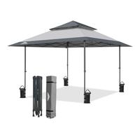 EAGLE PEAK Tenda a baldacchino pop-up a gamba dritta, 4 x 4 m, per esterni, facile da installare per una persona, riparo pieghevole con gronda estensibile automatica, 4 metri quadrati di ombra (grigio