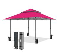 EAGLE PEAK Tenda a baldacchino pop-up a gamba dritta, 4 x 4 m, per esterni, facile da montare per una persona, tenda pieghevole con gronda estensibile automatica, 4 metri quadrati di ombra (rosa scuro
