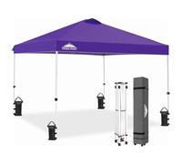 Eagle Peak Tenda pieghevole con borsa da trasporto con ruote, 8 pin, 4 corde, 4 borse per pesi, facile installazione, 10 × 10 piedi, 100 piedi quadrati di ombra, viola