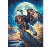 Eagle Perched Under The Moon Rompicapo 300 Pezzi Difficili 3D Cartone Rigido Resistente Tema Architettura Wildlife Pet Per Esperti Per Decorazione E Collezione Qualità Museale 300 PCS