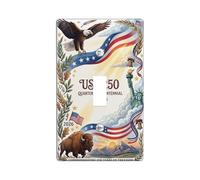 Eagle - Placca di copertura per interruttore della luce singolo, statua patriottica tradizionale di bufalo indipendente, in plastica rossa, dimensioni standard, per interruttore della luce a levetta