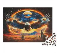 Eagle Recycled Paper Jigsaw Puzzle Eagle over Desert at Sunset for Adults 14-99 Years Educational Game Challenge 52x38cm 1000pcs