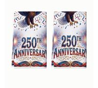 Eagle - Set di 2 strofinacci da cucina per feste, fuochi d'artificio e stelle, per anniversario, colore rosso, riutilizzabili, decorazione per la casa, 40,6 x 61 cm