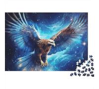 Eagle Soaring Cosmic 100% Recycled Cardboard Blue Neon Eagle Art 1000Pc Jigsaw Puzzles Adults Unique Classic Educational Games 52x38cm/1000pcs