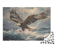 Eagle Soaring Ocean 100% Recycled Cardboard Eagle in Storm Sky 1000 Piece Puzzle for Adults The Impossible Challenge Fun Present 38x26cm/1000pcs