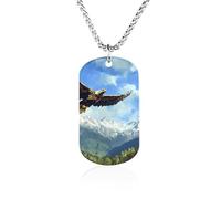 Eagle Soaring Sopra le montagne Collana Personalizzata Dog Tag Ciondolo Collane per Uomini Donne Memorial Gioielli In Acciaio Inox