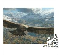 Eagle Soars-Nature Wilderness Scene Recycled Board Puzzle Eagle over Mountains for Adults And Kids Age 12 Years Great Gift 52x38cm/1000pcs