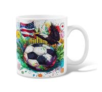 Eagle - Tazza da caffè in ceramica, motivo palla da calcio patriottica, con manico, ideale per amicizia, famiglia, colleghi, insegnanti, personale innamorato, 325 ml