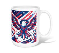 Eagle - Tazza da caffè in ceramica, motivo patriottico con stelle e strisce, colore rosso, con manico, ideale per amici, familiari, colleghi, insegnanti, coppie, dipendenti, 425,2 g