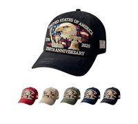 Eagle-U.S.250th Anniversary Hat-Ricamato Aquila calva, Statua della Libertà & Liberty Bell,1776-2026 Cappello da baseball commemorativo, nero, taglia unica