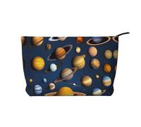 Eagle Under The Stars - Borsa cosmetica portatile di grande capacità, in velluto a coste, con cerniera, borsa da viaggio, Pianeti del sistema solare, Taglia unica