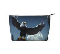 Eagle Under The Stars - Borsa per il trucco in velluto a coste con chiusura a cerniera, multifunzione, 22 x 7 x 17 cm, per viaggi, campeggio, vacanze, fitness, Nero , Taglia unica
