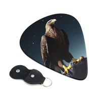 Eagle under the stars - Confezione da 6 plettri per chitarra con porta plettri in pelle, portachiavi, custodia per plettri, arte astratta, per chitarra acustica elettrica, ukulele, 0,46 mm