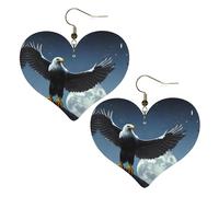 Eagle under the stars Stampe eleganti orecchini a forma di cuore leggeri accessori da donna perfetti per feste e San Valentino.