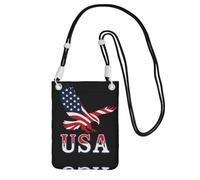Eagle Usa Bandiera Modello Stampa Crossbody Cassa Del Telefono Per Adulto Portafoglio Crossbody Borsa A Tracolla Con Tracolla Staccabile, Nero , Taglia unica