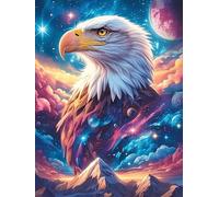 Eagle with Cosmic Eyes Under The Moon Puzzle 1000 Pezzi Raffaello Per Collezionisti Wildlife Pet Cute Cartone Di Alta Qualità Opere Rinascimentali Per Decorazione Ufficio Da Passatempo Qualità Premium