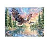 Eagle with Fish Above River And Flowers Puzzle 500 Pezzi Colorato Rompicapo Sfida Impossibile Per Amanti Del Puzzle Adulti Rilassamento Pressione Ridotta Idea Regalo Per Lui 500 PCS