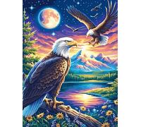 Eagle with Roses Under The Moon Puzzle 300 Pezzi Sfida Rompicapo Difficile Wildlife Pet Cute Rompicapo Per Esperti Stimolo Intellettuale Esercizio Mentale Regalo Per 300 PCS