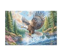Eagle with Two Fish over River And Pines Puzzle 1000 Pezzi Giochi Da Tavolo Intelligenti Familiare Sfida Logica Per Adulti Rilassamento Pressione Ridotta in Casa 1000 PCS