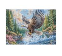 Eagle with Two Fish over River And Pines Puzzle 300 Pezzi Per Lui Amici E Colleghi Rompicapo Sfida Impossibile Giochi Da Tavolo Serate in Gruppo Regalo Natale 2025 300 PCS