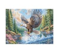 Eagle with Two Fish over River And Pines Puzzle 500 Pezzi Multicolore Paesaggi Italiani Classici Per Adulti Rompicapo Collezione Idea Regalo Natale Per Lui E Nonno 500 PCS
