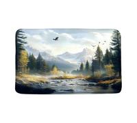Eagle Woods Spring Mountain River Tree Nature Scenery Landscape Wild Animal Bird Woods Wildlife Rustic Farmhouse Country Tappeto Da Bagno Assorbente Zerbino Ingresso Tappeto Entrata 40X60Cm
