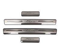 EAGLEG 4 Pezzi Acciaio Inox Battitacco per Auto Sticker, per FO-rd Fiesta 2009-2019, Esterno Battitacco Protezione Plates Anti-Graffio Scuff Adesivi Decorativi Accessori,Silver