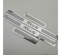 EAGLEG 4 Pezzi Acciaio Inox Battitacco per Auto Sticker, per FO-rd Focus 2009-2021, Esterno Battitacco Protezione Plates Anti-Graffio Scuff Adesivi Decorativi Accessori,Silver