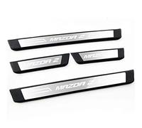 EAGLEG 4 Pezzi Acciaio Inox Battitacco per Auto Sticker, per Mazda 2 2015 2016 2017 2018 2019, Esterno Battitacco Protezione Plates Anti-Graffio Scuff Adesivi Decorativi Accessori,Silver