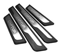 EAGLEG 4 Pezzi Acciaio Inox Battitacco per Auto Sticker, per Ren-Ault Captur 2015 2019, Esterno Battitacco Protezione Plates Anti-Graffio Scuff Adesivi Decorativi Accessori,Silver