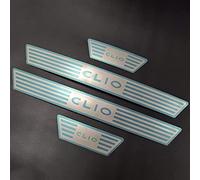 EAGLEG 4 Pezzi Acciaio Inox Battitacco per Auto Sticker, per Ren-Ault Clio IV Clio 4 2014-2018, Esterno Battitacco Protezione Plates Anti-Graffio Scuff Adesivi Decorativi Accessori,Silver