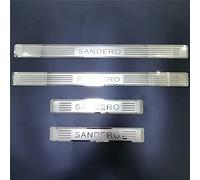 EAGLEG 4 Pezzi Acciaio Inox Battitacco per Auto Sticker, per Ren-Ault Dacia Sandero 2013-2021 2022, Esterno Battitacco Protezione Plates Anti-Graffio Scuff Adesivi Decorativi Accessori,Silver