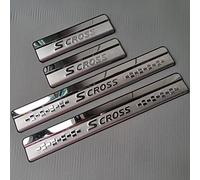 EAGLEG 4 Pezzi Acciaio Inox Battitacco per Auto Sticker, per Suz-uki SX4 S-Cross S Cross 2014-2021, Esterno Battitacco Protezione Plates Anti-Graffio Scuff Adesivi Decorativi Accessori,Silver